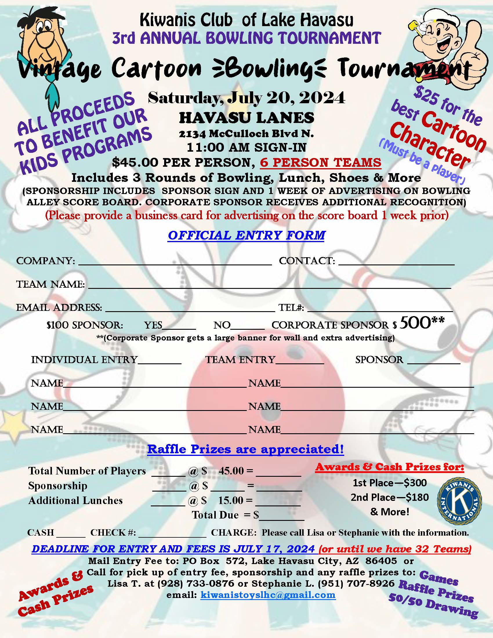 Kiwanis Club of Lake Havasu  3rd Annual Bowling Tournament